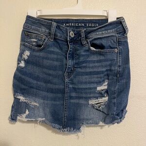 American Eagle Outfitters Ripped Mini Skirt - Dark Blue